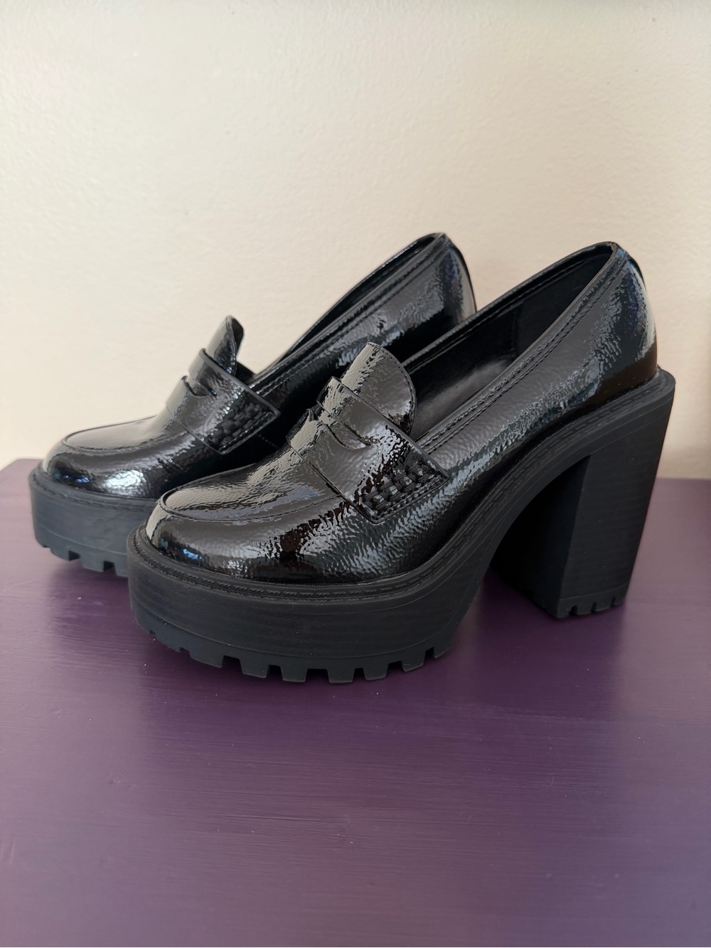 Urban Outfitters Black Patent Platform Loafers